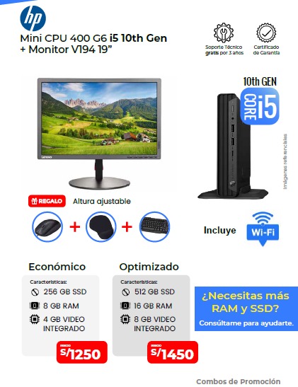 pc combo 002 eco 1 combo mini cpu hp 400 g6 i5 10ma 8gb 256gb ssd mon 1 pc combo 002 eco 1 combo mini cpu hp 400 g6 i5 10ma 8gb 256gb ssd mon 1