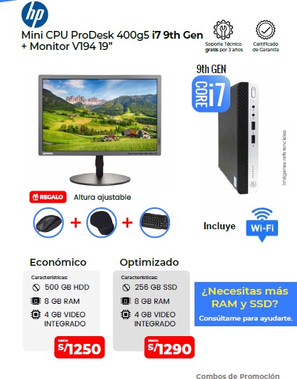 pc combo 005 opt 1 combo mini cpu hp prodesk 400 g5 i7 9ma 8gb 256gb 1 1 pc combo 005 opt 1 combo mini cpu hp prodesk 400 g5 i7 9ma 8gb 256gb 1 1