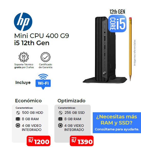 pc cpu 009 eco 1 mini cpu hp 400 g9 i5 12ma 8gb 500gb hdd 1 pc cpu 009 eco 1 mini cpu hp 400 g9 i5 12ma 8gb 500gb hdd 1