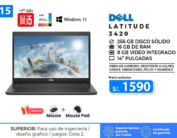 lap 011 1 dell latitude 3420 core i5 11va 16gb 256gb ssd